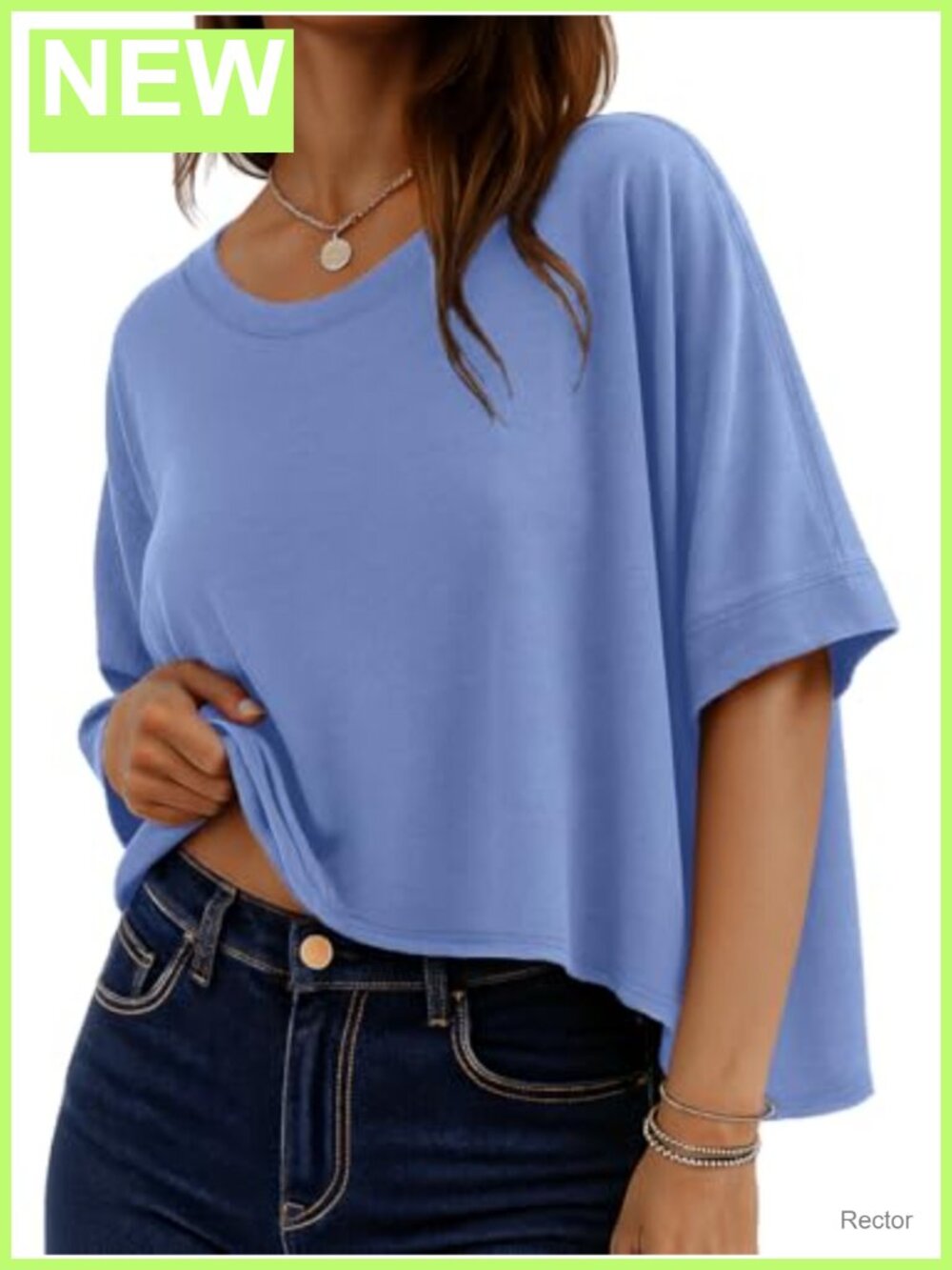 Oversized Womens Crop Top High Low Hem Half Sleeve Summer Casual Tee